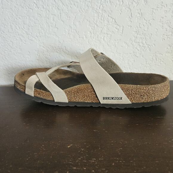 Birkenstock Mayari Sandals Womens 9 Leather Cream Pearl Slip On Shoes Comfort - Picture 3 of 12